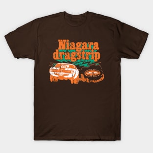 Vintage Niagara Dragstrip - Distressed burnout look - Orange print T-Shirt